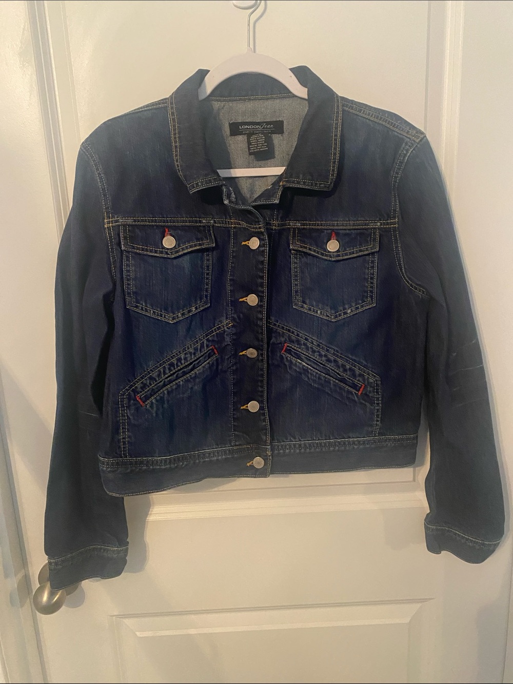 LONDONJEAN Indigo Blue Denim Jacket with Button Front
